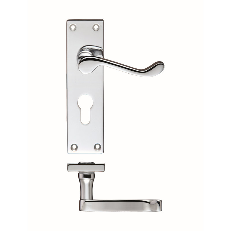 Bassik Lock Door Handle, Polished Chrome