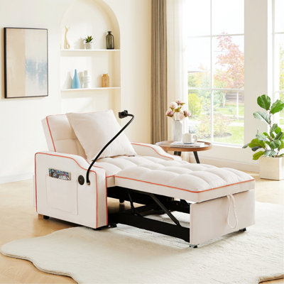 Convertible Chair With With Adjustable Backrest, Phone Holder, USB, Type-C