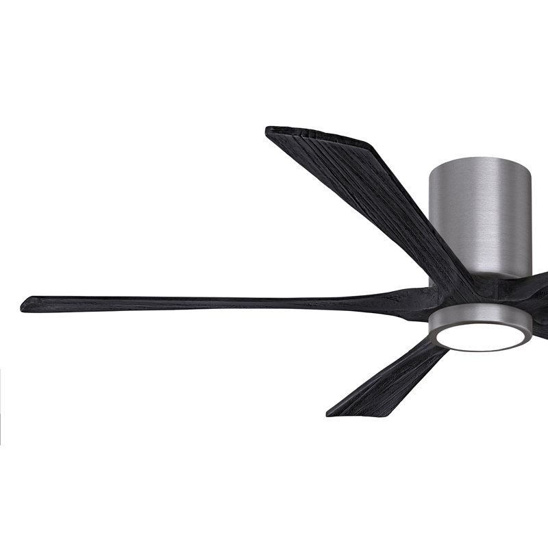 Irene Flushmount Light Kit 5 Blade LED Ceiling Fan, Brushed Pewter, Matte Black, 60"