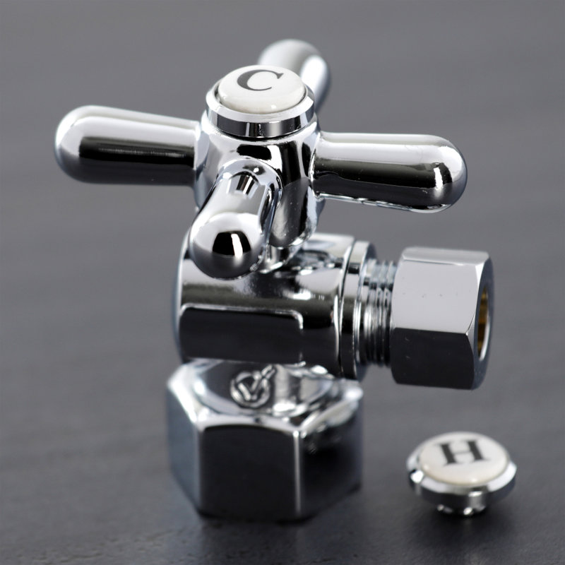 Kingston Brass Vintage 1/2-Inch FIP x 3/8-Inch OD Comp Quarter-Turn Angle Stop Valve, Polished Chrome