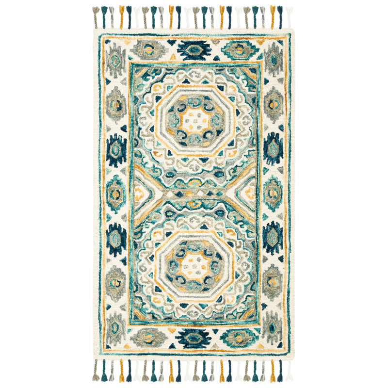 Vahakn Hand Tufted Wool Southwestern Rug, Rectangle 4' x 6'