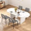 Ensemble de salle à manger ovale, table de salle à manger 70 po et chaises rembourrées en lin-2065034680-2065034683-2065034676