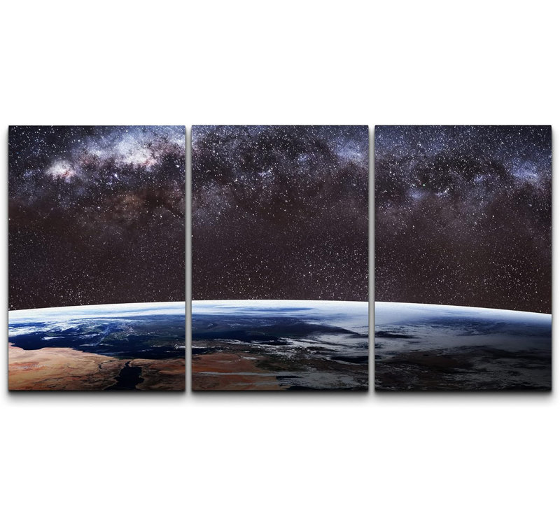 «Earth from Outer Space» sur toile, reproduction de 3 pièces
