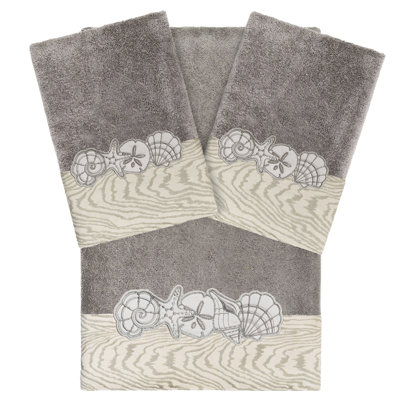 Ensemble de 1 serviette de bain et 2 serviettes à main 3 pièces SHELL ROW
