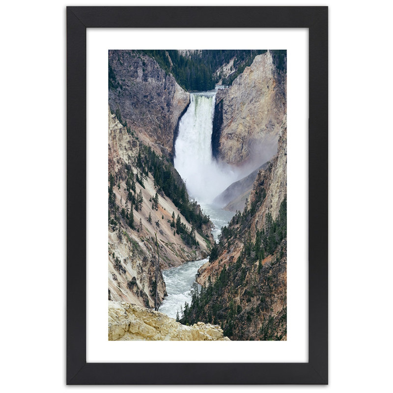 Waterfall - Single Picture Frame Print, 100cm H x 70cm W, Black