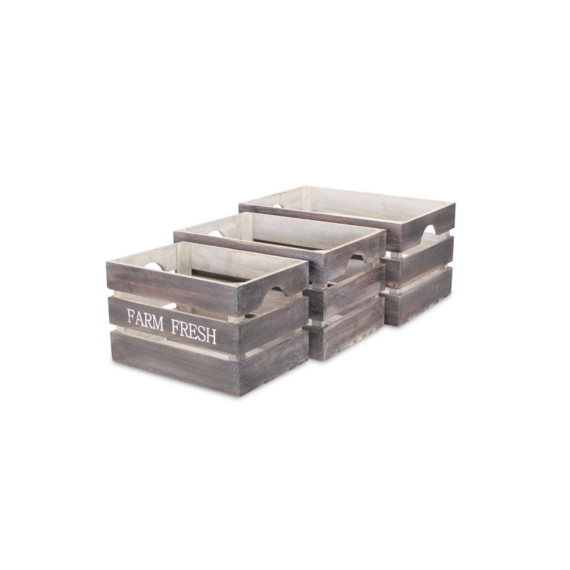 Isolde Set of 3 Wood Crates - Farm Fresh