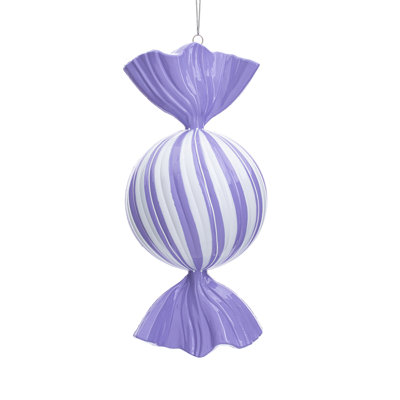 13" High-Gloss Round Swirl Candy Ornament.