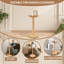 Table d'appoint ronde, petite table à boissons pour les petits espaces, table de chevet moderne avec pieds en bois massif pour le salon, la chambre à coucher, les coins et le bureau (nature)