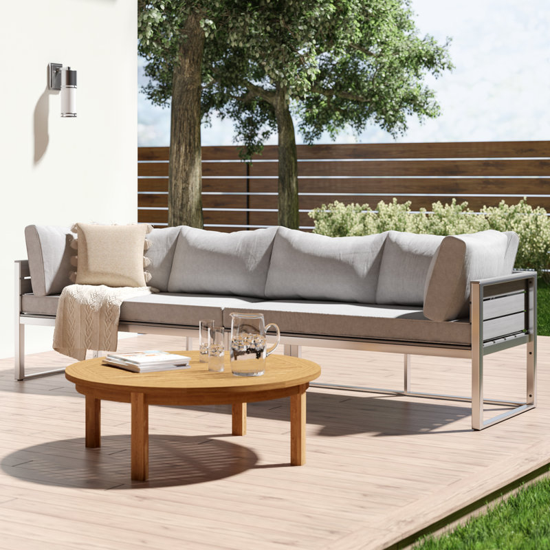 Castleford 5 - Person Patio Conversation Set with Cushions, Gray Frame/Light Gray Cushion