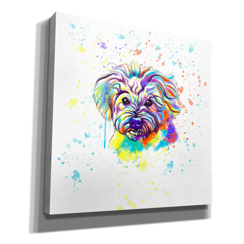«Colorful Watercolor Maltese» par Furbaby Affiliates, art mural sur toile, H 12 po x l 12 po