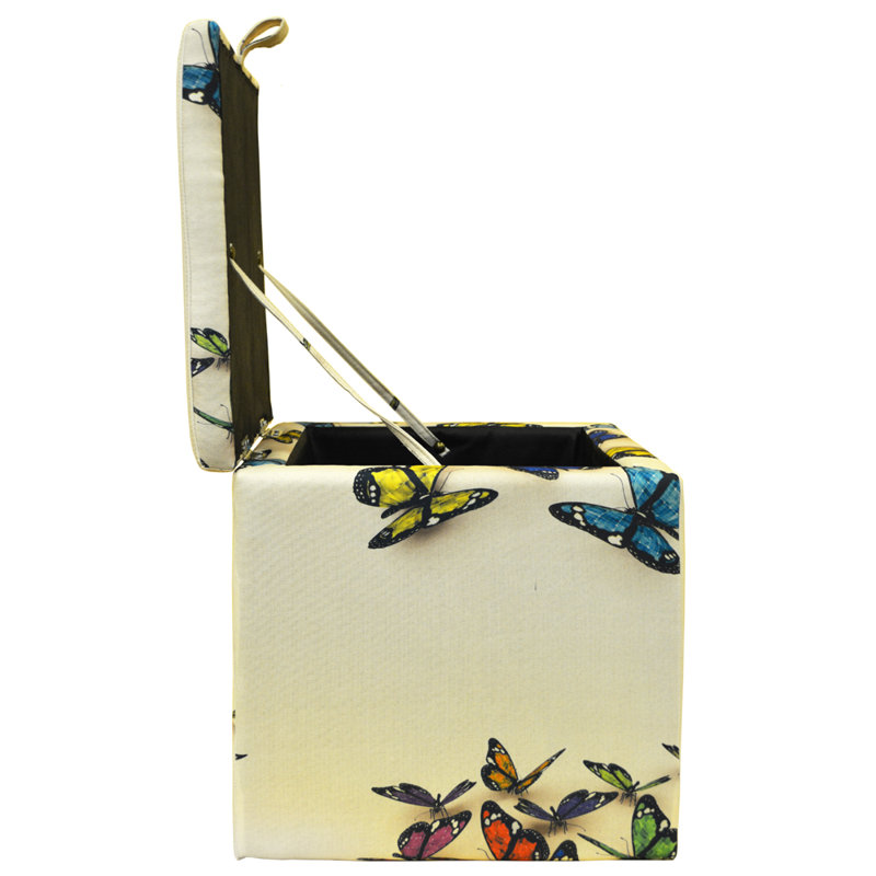 Essence 45cm Wide Square Butterfly Ottoman with Storage