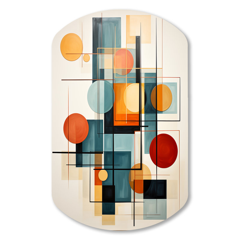 Lehrer coloré Mid Century Retro Reflections IV - Mid Century, cylindre moderne, impression sur métal, H 31 po x l 19 po