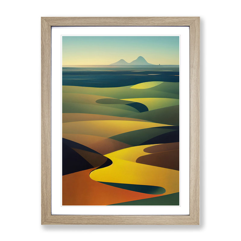 XV1022-363X Abstract Mountain Landscapes No.6 - Print, Oak Framed, 66cm H x 48cm W, White