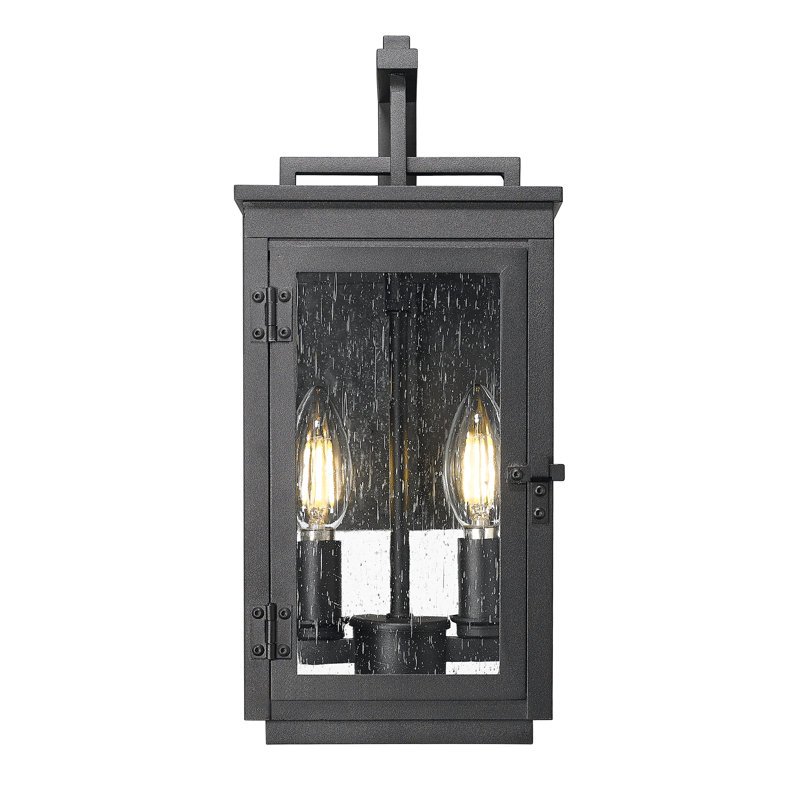 Applique murale d'extérieur noir sable Kasey, Deux lumières, H 13,75 po x l 6 po x P 7,5 po