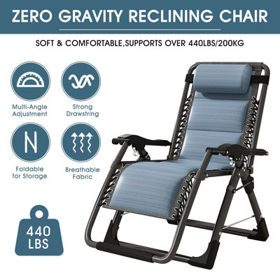Zero Gravity Chair, Padded Adjustable Reclining Lounge Chair with Removable Headrest, Supports Over 440lbs -  Arlmont & Co., BEFED10A2B8845B9968B467EDA7475CC