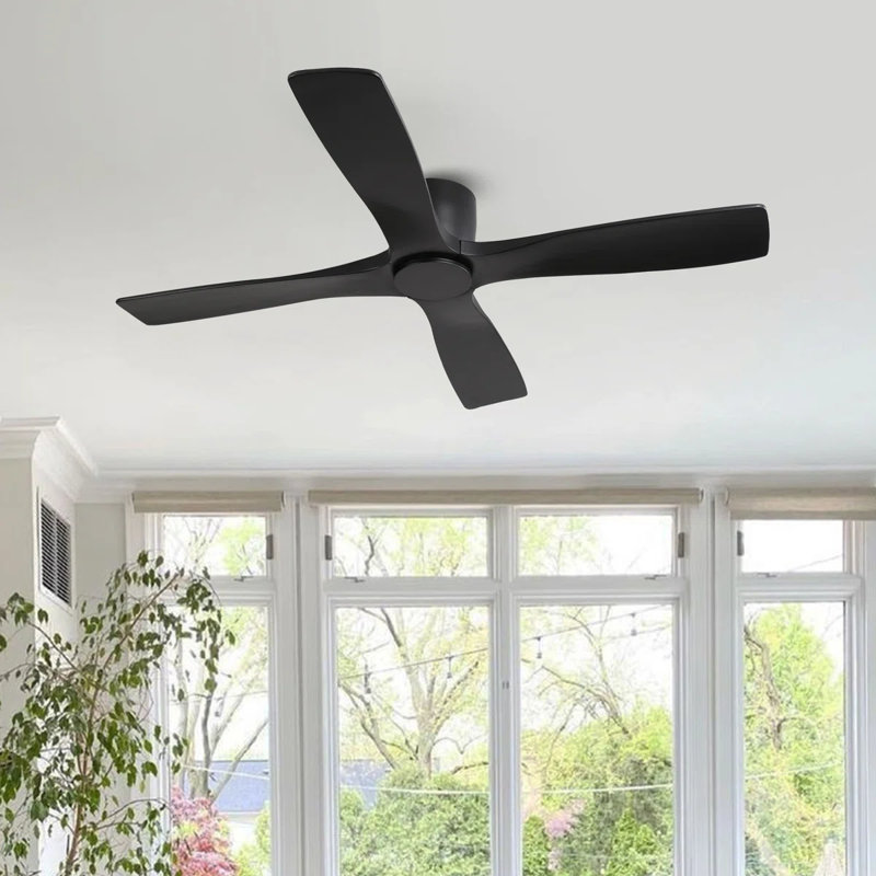 Avagail 54-inch 4-Blades Indoor Ceiling Fan with Remote, Black, 54" Wide, Black