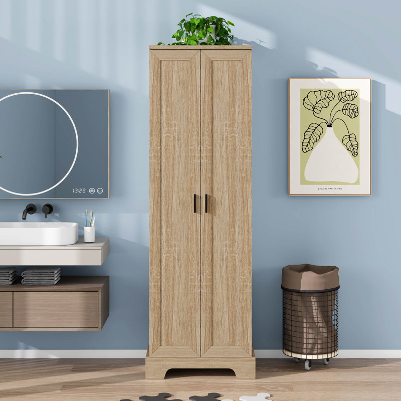 2-Door Storage Cabinet For Bathroom, Office, Adjustable Shelves, Waterproof MDF Board, Anti-Tip Design, Easy Assembly, Brown