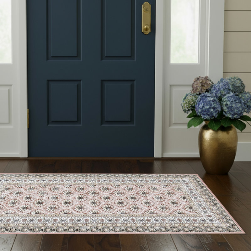 Laura Ashley Amelia Imagine Printed Chenille Machine Washable 2- pack Rugs, 2' x 4' and 2' x 6', Pink