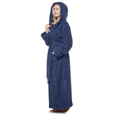 iCREAT Womens Long Hooded Bathrobe Fleece Full Length Bathrobe with Hood  Winter Sleepwear, Olive Green-M at  Women's Clothing store