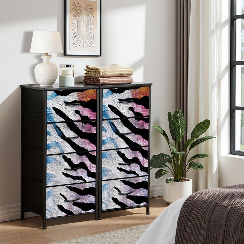 4 Drawer Dresser for Bedroom, Narrow Chest of Drawers, Wooden Top and Study Iron Frame 18"x37.5"-(WxH)