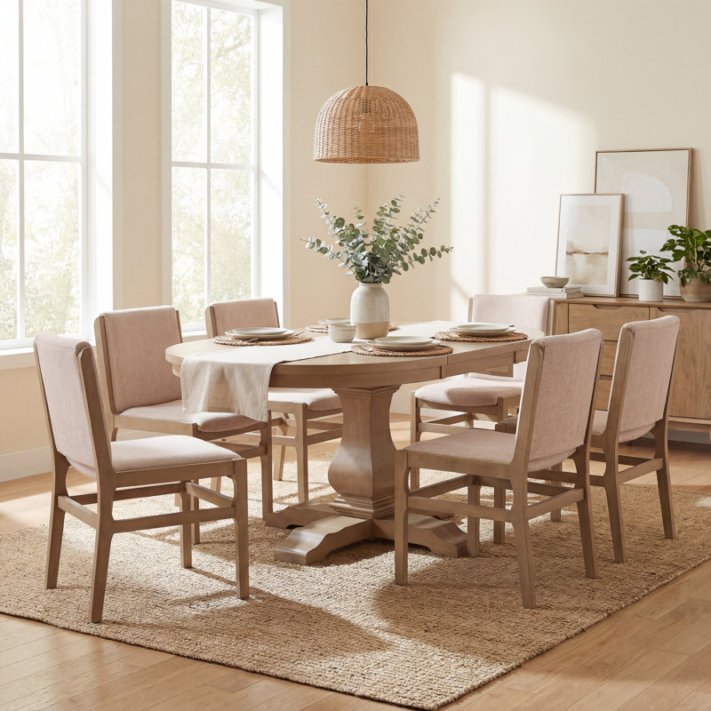 Chaises d'appoint Alagie, Frêne clair, Ensemble de 6, Beige