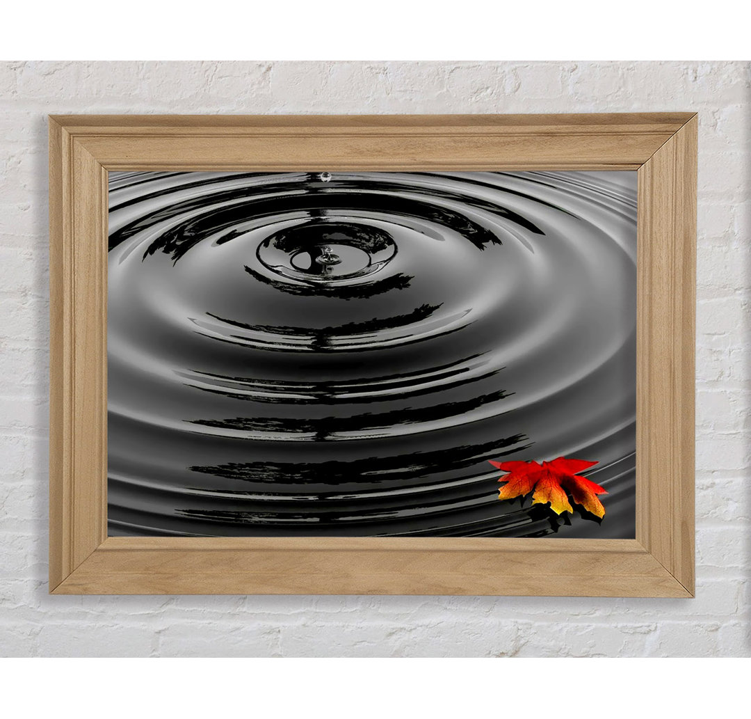 Water Ripple Red Leaf - Bilderrahmen Kunstdrucke