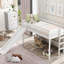 Lit mezzanine bas blanc simple avec glissoire de divertissement-2000038560-2000038561