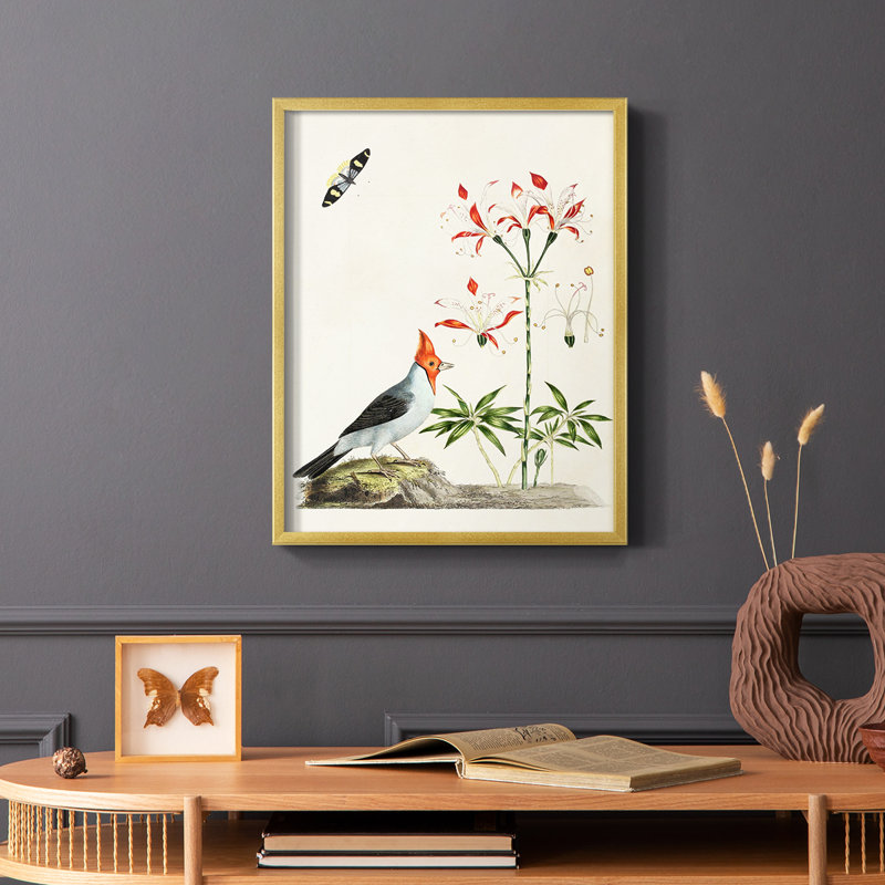 Bird in Habitat I, reproduction encadrée - bois massif, H 10 po x l 8 po