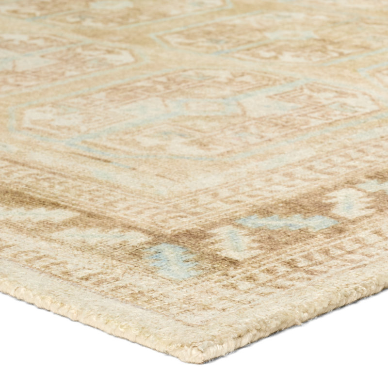 Tapis oriental brun clair et bleu fait à la main Magnus CSN02 , Rectangle 8 pi 6 po x 11 pi 6 po