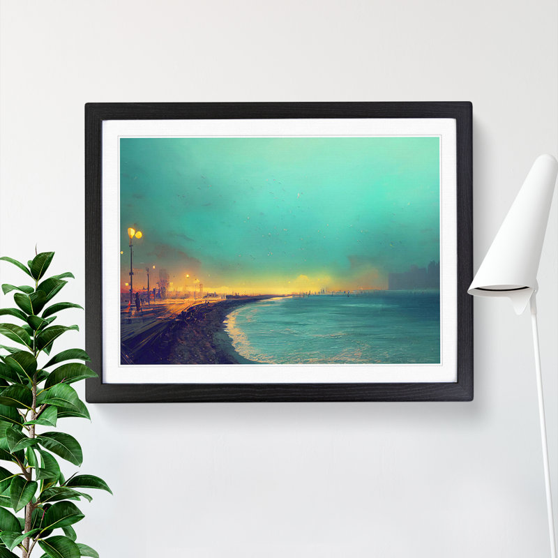 Dreamy Beach Vol.2 - Single Picture Frame Painting, 46cm H x 64cm W x 2cm D, Black