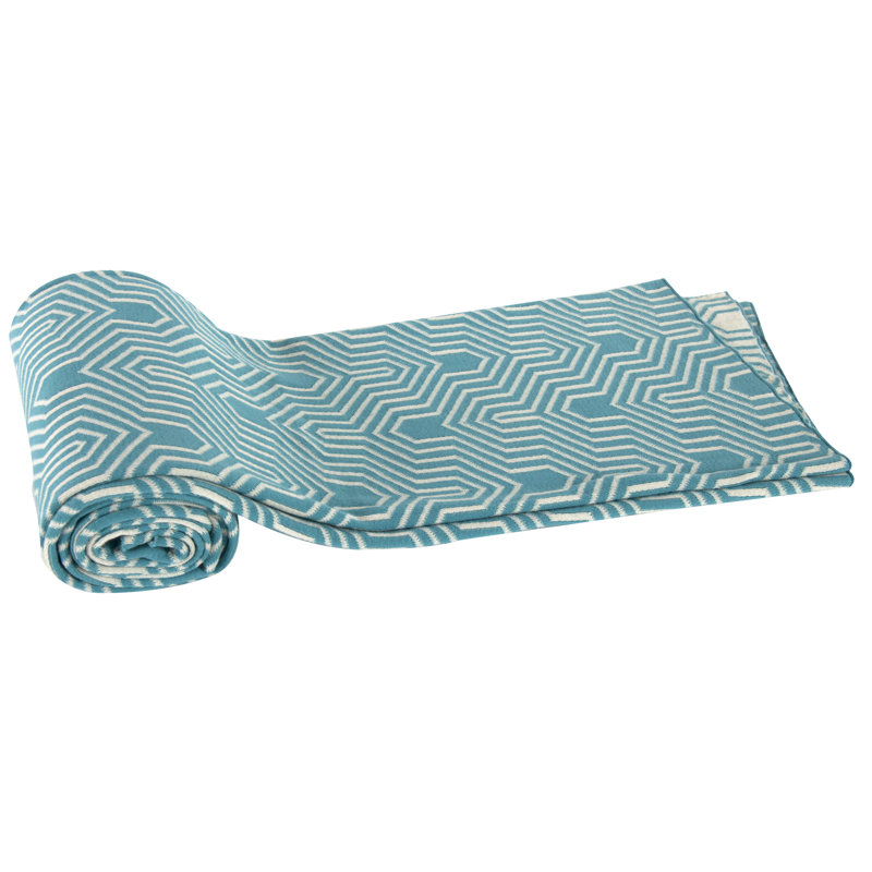Knitted Throw Blanket, Turquoise