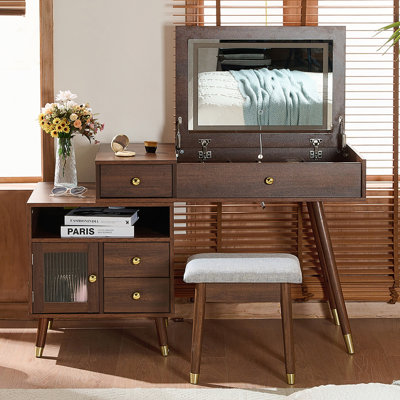 Coiffeuse 3 en 1 avec tabouret