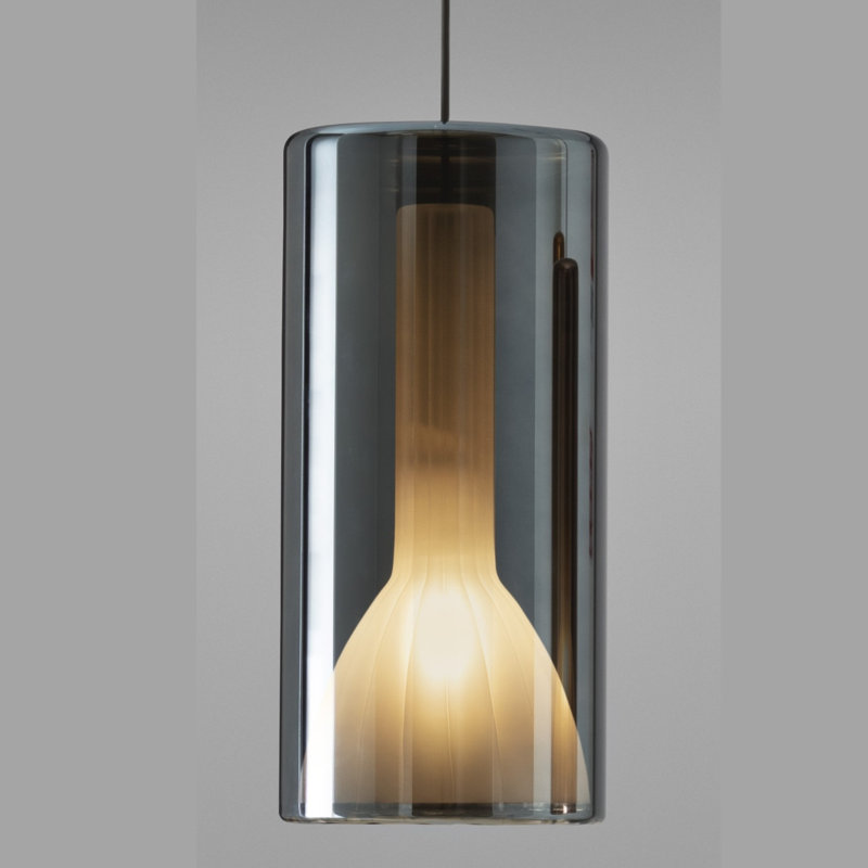 LIT 1 - Light Pendant, 13.4" H x 6.3" W x 6.3" D, Black/Blue