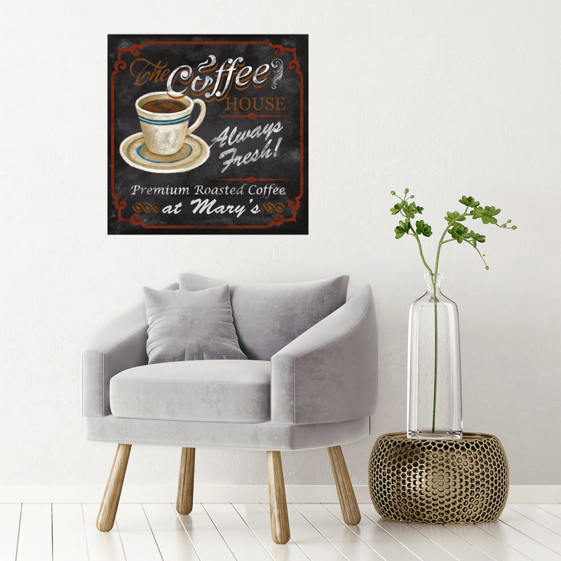 Décalcomanie murale personnalisée café de café ii, H 30 po x l 30 po, Oui