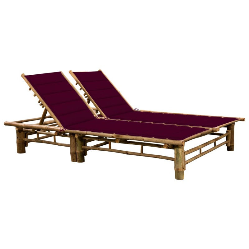 Chaise longue avec coussins en bambou 2 personnes Currin Breeze, Bleu
