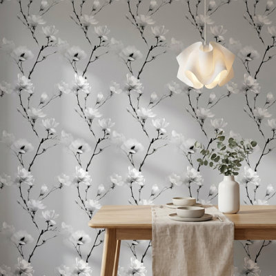 Papier peint floral, décoration murale élégante et minimaliste