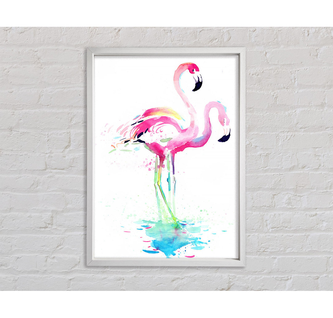 Flamingo Aquarell - Einzelner Bilderrahmen Kunstdrucke auf Leinwand