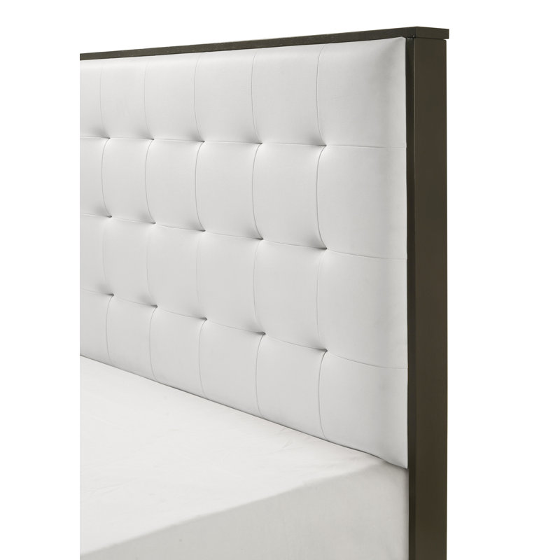 Lit à panneau tapissier contemporain 1pc avec tête de lit capitonnée à boutons, un ajout pour rehausser le style et le confort de la chambre à coucher