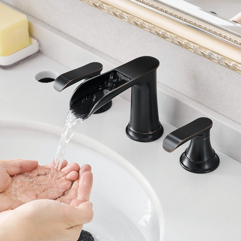Robinet de salle de bain espacé de 8 pouces avec 3 trous, poignée à levier double, drain latéral et escamotable, corps en laiton massif, poignée