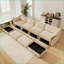 Canapés modulaires: Modulaire en U modulaire à 4 places avec 2 repose-pieds, 6 tiroirs extensibles, tiroirs de rangement | Chenille | Blé-864573784