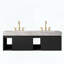 Meuble-lavabo double suspendu avec comptoir en pierre frittée veinée gris Carrara et deux lavabos en céramique, 3 trous pré-percés pour robinetterie-587216978-587216979-587216984