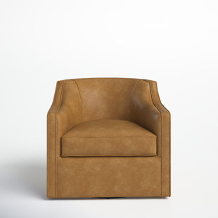 Wells Leather Petite Swivel Armchair