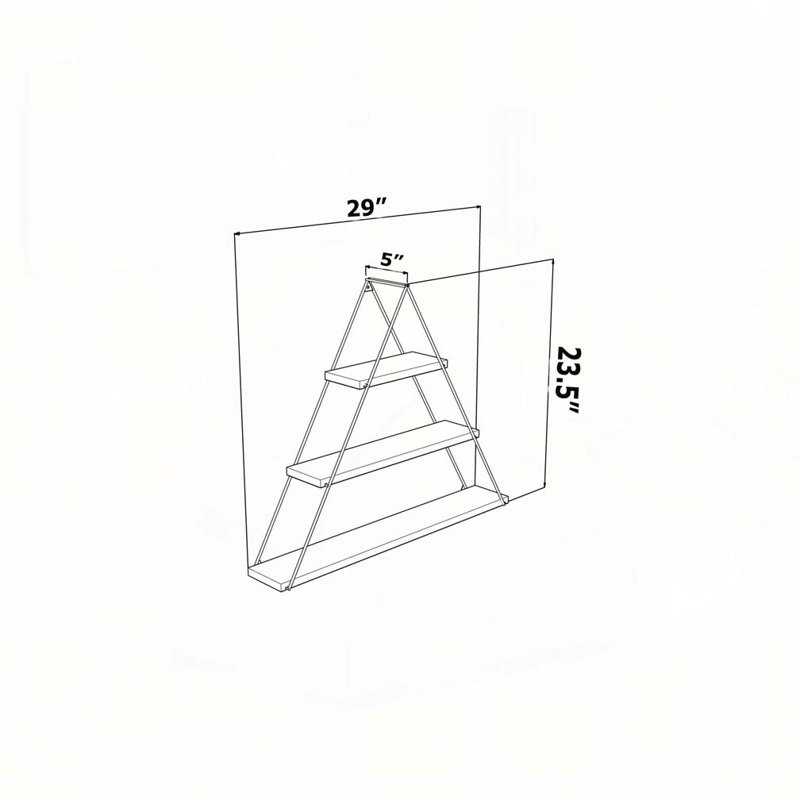 Tablette triangulaire murale suspendue flottante à fixation murale rustique pour livres, chêne, Noyer