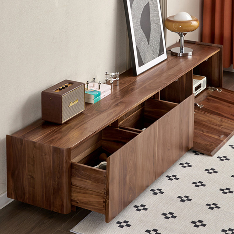 Meuble télé moderne et simple en bois de noyer, 86.61"