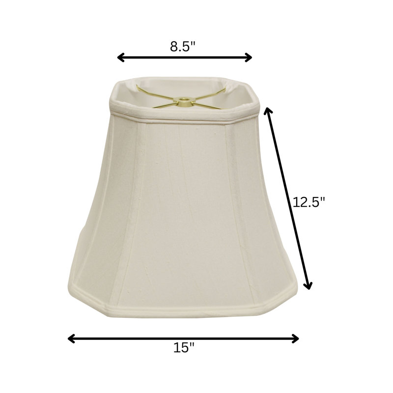 Abat-jour en tissu avec abat-jour en forme de cloche carrée, Blanc, H 12,5 po x l 15 po x P 15 po