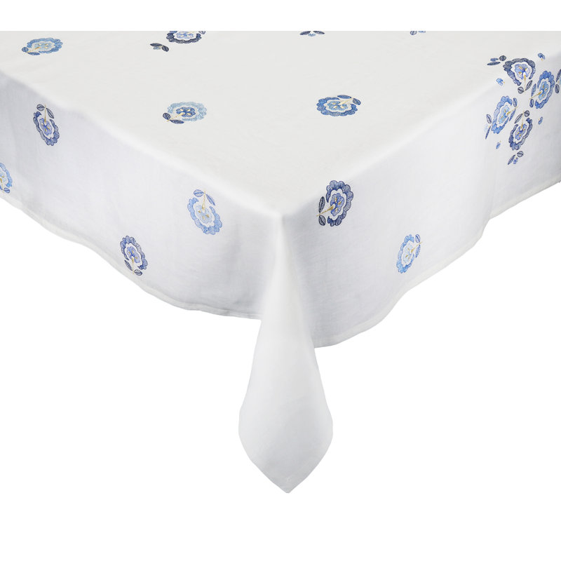Carnation Tablecloth, White/Blue