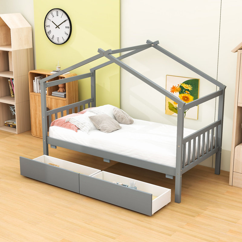 Lits 2 tiroirs Dailene par Gracie Oaks, gris, Simple