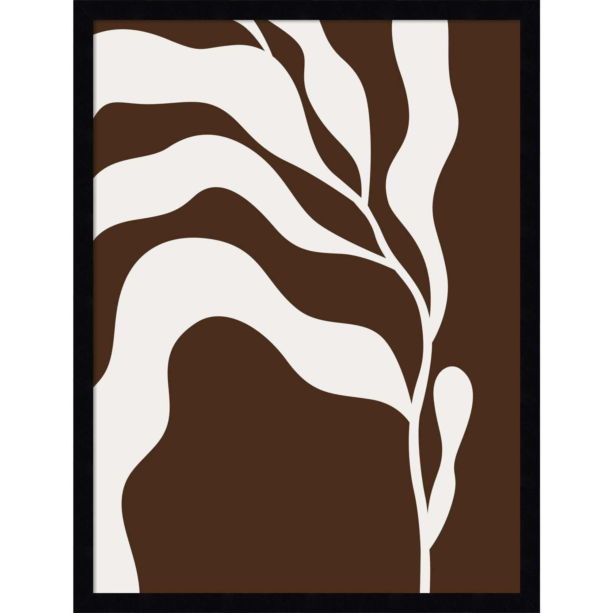Retro Matisse Inspired Abstract Botanical 2 Brown, Black, 25" H x 19" W x 1" D