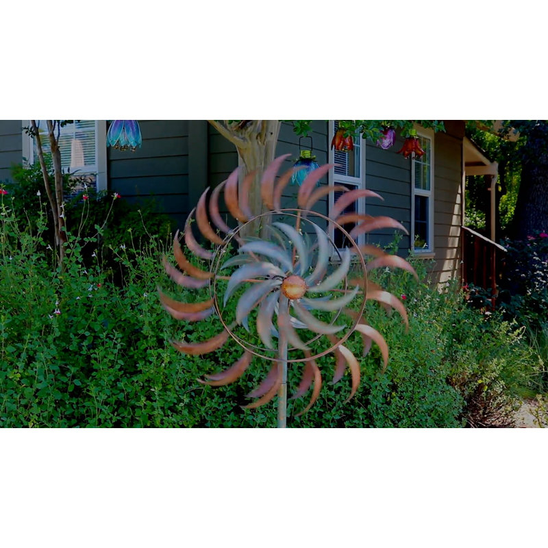 24" Copper and Patina Rotating Kinetic Wind Spinner