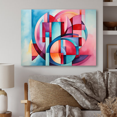Pink And Blue Geometric Spiral - Geometric Metal Wall Art MT137596